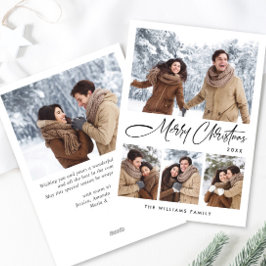 Elegante minimalistische kerstgroet 5 foto feestdagenkaart
