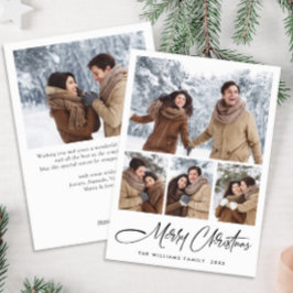 Elegante minimalistische kerstgroet 5 foto feestdagenkaart