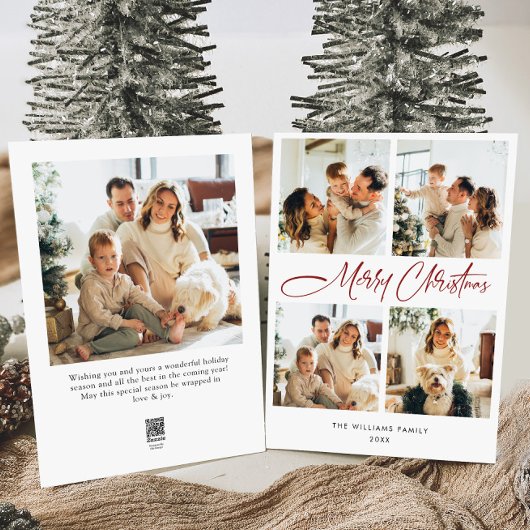 Elegante minimalistische kerstgroet 5 foto feestdagenkaart