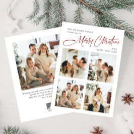 Elegante minimalistische kerstgroet 5 foto feestdagenkaart