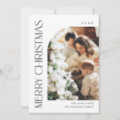 Elegante minimalistische kerstgroet 5 foto feestdagenkaart (Voorkant)