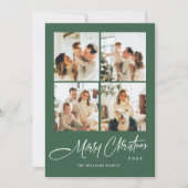 Elegante minimalistische kerstgroet 5 foto feestdagenkaart (Voorkant)