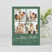 Elegante minimalistische kerstgroet 5 foto feestdagenkaart (Staand voorkant)