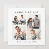 Elegante minimalistische kerstgroet 5 foto feestdagenkaart (Voorkant)