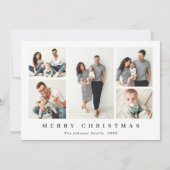 Elegante minimalistische kerstgroet 6 foto feestdagenkaart (Voorkant)