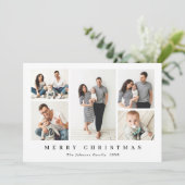 Elegante minimalistische kerstgroet 6 foto feestdagenkaart (Staand voorkant)
