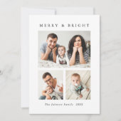 Elegante minimalistische kerstgroet 7 foto feestdagenkaart (Voorkant)