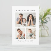 Elegante minimalistische kerstgroet 7 foto feestdagenkaart (Staand voorkant)