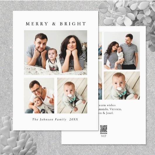 Elegante minimalistische kerstgroet 7 foto feestdagenkaart