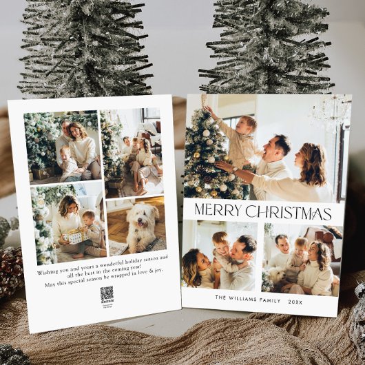 Elegante Minimalistische Kerstgroet 7 Foto Feestdagenkaart