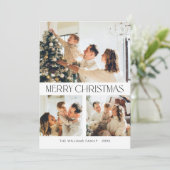 Elegante Minimalistische Kerstgroet 7 Foto Feestdagenkaart (Staand voorkant)