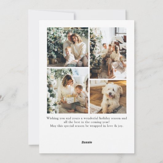 Elegante Minimalistische Kerstgroet 7 Foto Feestdagenkaart (Achterkant)