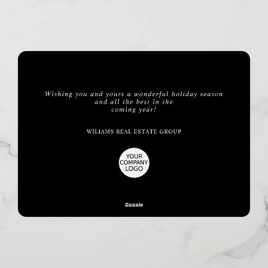 Elegante minimalistische kerstgroet bedrijf goud folie feestdagenkaart (Achterkant)