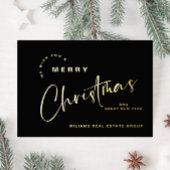 Elegante minimalistische kerstgroet bedrijf goud folie feestdagenkaart