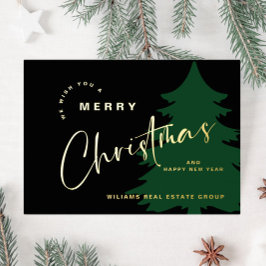 Elegante minimalistische kerstgroet bedrijf goud folie feestdagenkaart