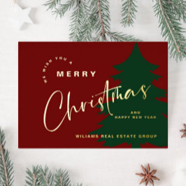 Elegante minimalistische kerstgroet bedrijf goud folie feestdagenkaart