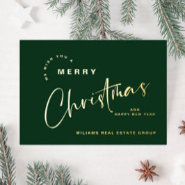 Elegante minimalistische kerstgroet bedrijf goud folie feestdagenkaart