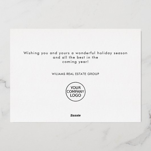 Elegante minimalistische kerstgroet bedrijf goud folie feestdagenkaart (Achterkant)