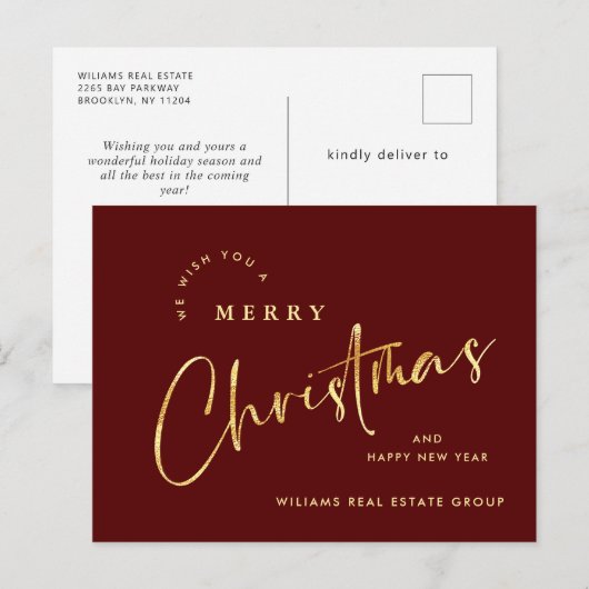 Elegante minimalistische kerstgroet Corporate Briefkaart (Voorkant / Achterkant)