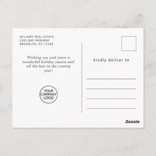 Elegante minimalistische kerstgroet Corporate Briefkaart (Achterkant)