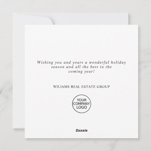 Elegante minimalistische kerstgroet Corporate Feestdagenkaart (Achterkant)