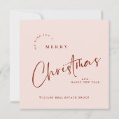 Elegante minimalistische kerstgroet Corporate Feestdagenkaart (Voorkant)