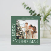 Elegante minimalistische kerstgroet één foto feestdagenkaart (Staand voorkant)