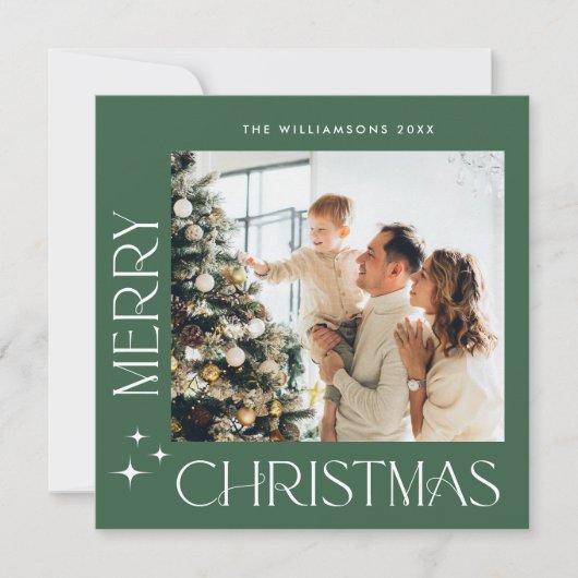 Elegante minimalistische kerstgroet één foto feestdagenkaart (Voorkant)