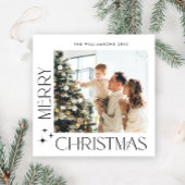 Elegante minimalistische kerstgroet één foto feestdagenkaart