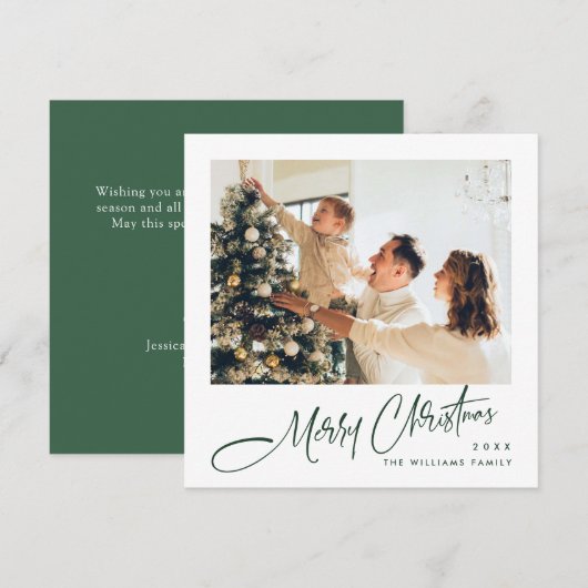 Elegante minimalistische kerstgroet één foto feestdagenkaart (Voorkant / Achterkant)