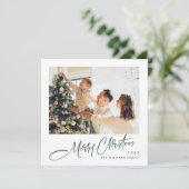 Elegante minimalistische kerstgroet één foto feestdagenkaart (Staand voorkant)