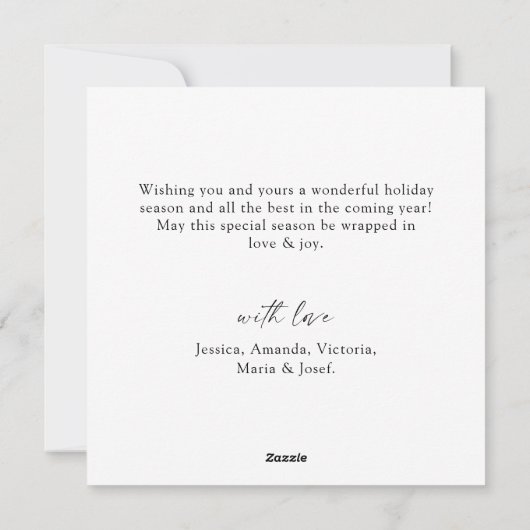 Elegante minimalistische kerstgroet één foto feestdagenkaart (Achterkant)