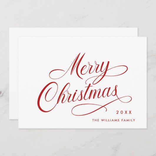 Elegante minimalistische kerstgroet feestdagenkaart (Voorkant / Achterkant)