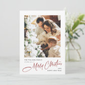 Elegante Minimalistische Kerstgroet Foto Feestdagenkaart (Staand voorkant)