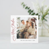 Elegante minimalistische kerstgroet foto feestdagenkaart (Staand voorkant)