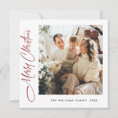 Elegante minimalistische kerstgroet foto feestdagenkaart (Voorkant)