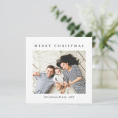 Elegante minimalistische kerstgroet foto feestdagenkaart (Staand voorkant)