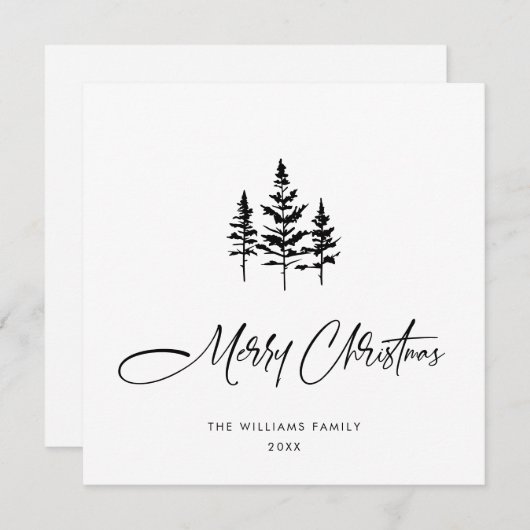 Elegante Minimalistische Kerstgroet QR-code Feestdagenkaart (Voorkant / Achterkant)