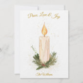 Elegante minimalistische kerstkaars Kaart (Voorkant)