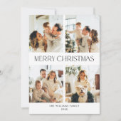 Elegante Minimalistische Kerstmis 5 Foto QR-code Feestdagenkaart (Voorkant)