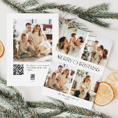Elegante Minimalistische Kerstmis 5 Foto QR-code Feestdagenkaart
