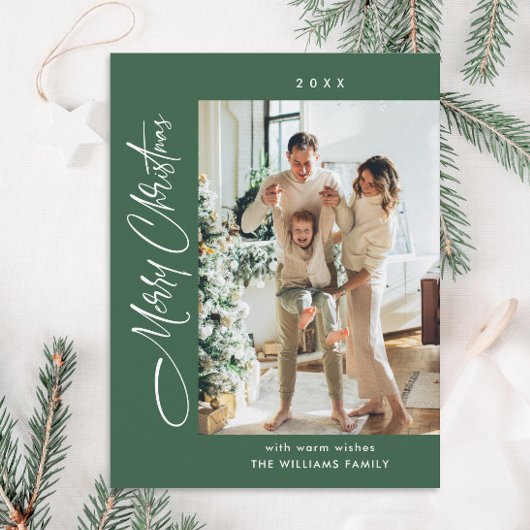 Elegante minimalistische kerstmis één foto groet briefkaart