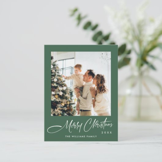 Elegante minimalistische kerstmis één foto groet briefkaart (Staand voorkant)