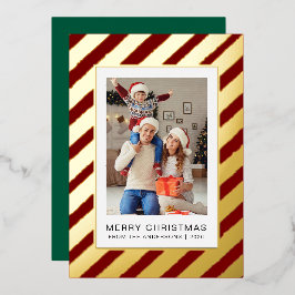 Elegante Minimalistische Kerstmis | Modern Gezinsf Folie Feestdagenkaart