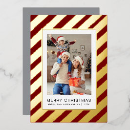 Elegante Minimalistische Kerstmis | Modern Gezinsf Folie Feestdagenkaart