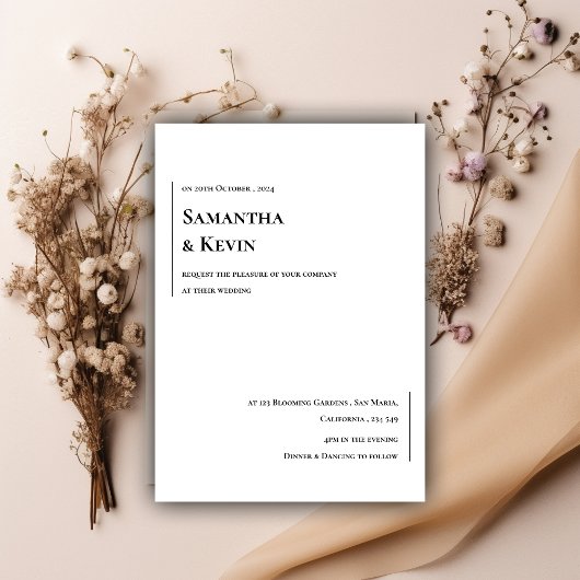 Elegante minimalistische klassiek wit op zwarte br kaart