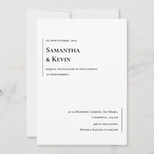 Elegante minimalistische klassiek wit op zwarte br kaart (Voorkant)