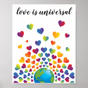 Elegante minimalistische kleurrijke regenboog hart poster