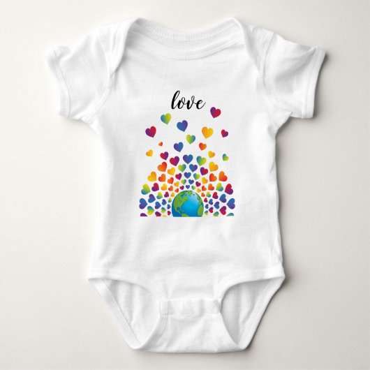 Elegante minimalistische kleurrijke regenboog hart romper (Voorkant)