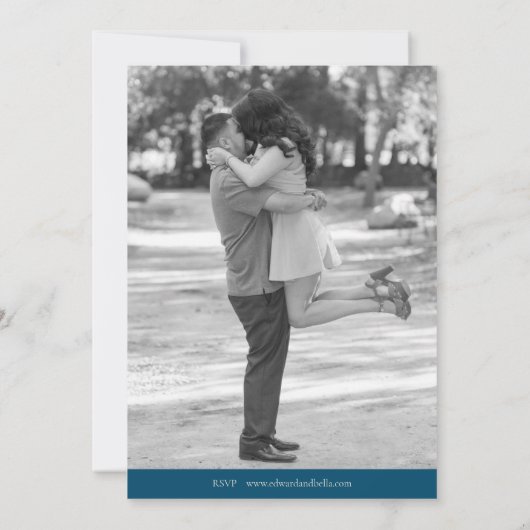 Elegante minimalistische koningin bruiloft uitnodi kaart (Achterkant)